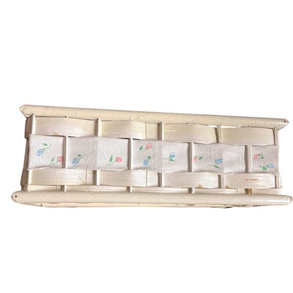 Vintage White Wicker Tissue Box Cover with Box Rustic - Picture 6 of 8